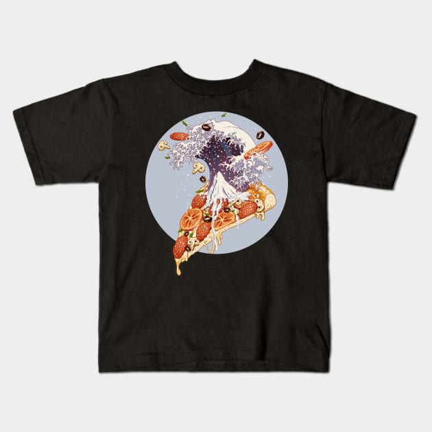 kanagawa pizza Kids T-Shirt by ADAMLAWLESS